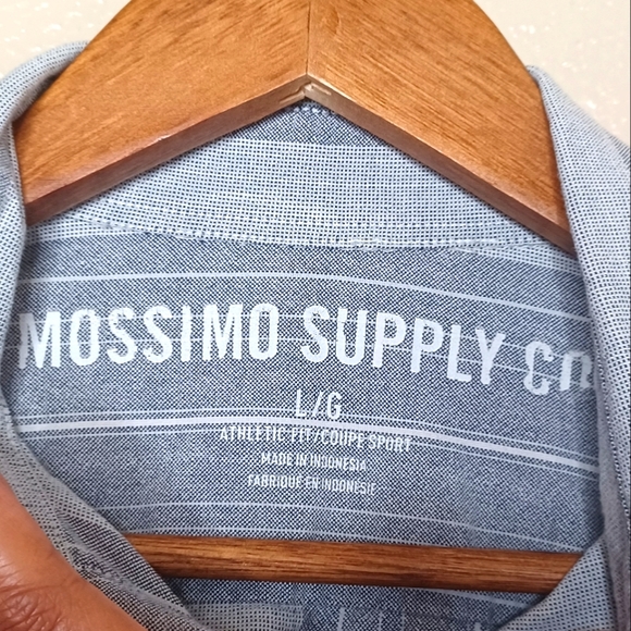 Mossimo Supply Co Men's Large Grey 100% Cotton Long Sleeve Stripe Button Shirt - Picture 3 of 9